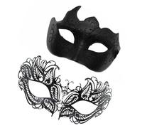 Pair of Masquerade Masque Set, Lace Masks for Men and Women, Lace Eye Be and Her Masks Set, Costume Accessories for Prom Ball Carnival Lace - 2 x Retro Face Cover, Glittering Cosplay - Halloween