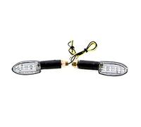 Pair of Mini LED Universal Motorcycle Indicators Black Stem, Black Solid Rear, Clear Lens