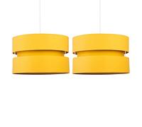 Pair of Modern Ochre Yellow Mustard Easy Fit Ceiling Light Shade Pendants