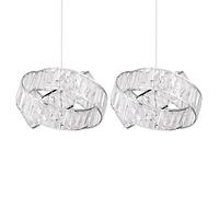 Pair of Modern Polished Chrome & Clear Acrylic Jewel Ceiling Light Shades Intertwined Rings Design Ceiling Pendant Light Shade
