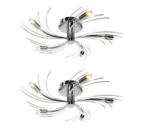 Pair of Modern Silver Polished Chrome Swirl 5 x 28W Flush Ceiling Light First Choice Lighting Silver One Size