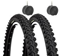 Pair of Mountain Bike Tyres 26 x 1.95 (50-559) - 2 Bicycle Tyres + 2 Inner Tubes for 26 Inch MTB