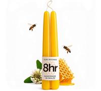 Pair of Natural Beeswax 9" Tall Traditional Dipped Pure Beeswax Candles