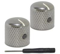 Pair of Nickle/Chrome Solid Steel Knurled Guitar Knobs with Screw Fixing - Precision Control for Electric Guitars FREE SCREWDRIVER