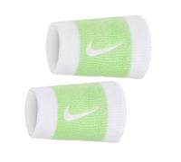 Pair of Nike Swoosh Double Wide Long Tennis Wristbands in Multiple Colours (WHITE/VAPOR GREEN/WHITE)