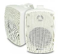 Pair of PA Speakers Indoor Outdoor IP44 Wall Mount 30W in White with Brackets