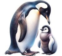 Pair of Penguins Vinyl Sticker Decal, Covers Marks, Weatherproof & Multipurpose: Car, Wall, Glass, Window, Plastic, Toilet, Shower, Bath and More, 30cm Tall Arctic Animal Graphic (Penguin fam, 300mm)