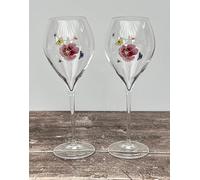 Pair of Perrier-Jouet Mischer Traxler Pink Flower Champagne Glasses