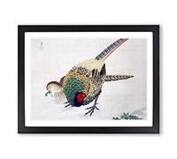 Pair Of Pheasants By Maruyama Okyo Asian Japanese Framed Print | A4 Black Framed Wall Art | Ready to Hang | Asian Nature Picture | Living Room Bedroom Lounge Office