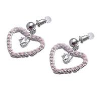 Pair of Pink Plush Heart Dangle Earrings for Women, Eye catching Cute Stud Style, Fun Zircon Accented, Skin friendly 925 Silver Post, Sweet Dopamine Style Jewelry Gift for Daily Wear