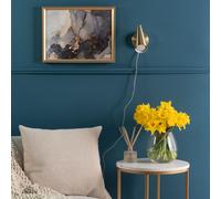 Pair of - Plug in Brushed Antique Brass Cone Easy Fit Wall Lights with Adjustable Head ValueLights Gold One Size