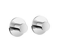 Pair of Polished Chrome Towel Hooks Self Adhesive Wall Mounted Storage Smedbo UK Silver One Size