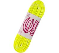 Pair of professional flat laces, for hockey, ice boots, line on wheels. Resistant. Length 3 m - 118in each. (Neon Yellow - White Studs)