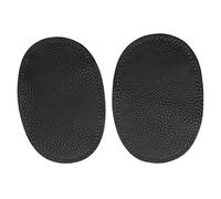 Pair of PU Leather Oval Sew on Elbow Knee Patches Black