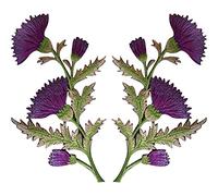 Pair of Purple Thistle Flower Patches Iron Sew On Shirt Bag Flowers Patch Badge