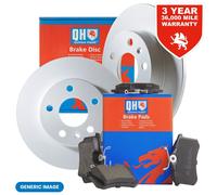 Pair of QH Solid 264mm Rear Brake Discs With Brake Pads BDC5763 & BP1549