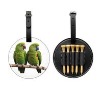 Pair of Rainforest Parrots Black Printed golf tee storage bag - portable design, easy to organize tee