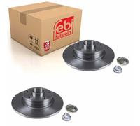 Pair of Rear Brake Disc Inc Wheel Bearing Abs Sensor Ring Axle Nut & Febi 28151