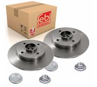 Pair of Rear Brake Disc Inc Wheel Bearing Abs Sensor Ring Axle Nut & Febi 32782