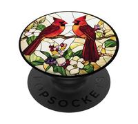 Pair Of Red Cardinals On Branch Artwork PopSockets Adhesive PopGrip