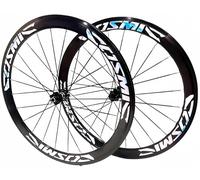Pair of Road Bike Wheels Aluminum Alloy Rims 700C Disc Brakes 50mm 20 Holes QR-100/135mm for 8-11 Speed Cassette Black,700C/50MM