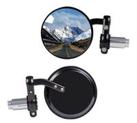 Pair of round mirrors for motorcycles, adaptable to 22 mm handlebars, personalized handle and body in black color