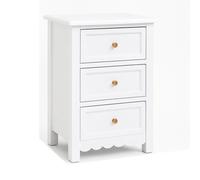 Pair Of Scalloped 3 Drawer Bedside Tables - Staunton White Range Melody Maison White One Size