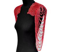 Pair of Sequins and Beads Fringe Trim for Garment Decoration Friendly Washable Materials Shoulder Pad