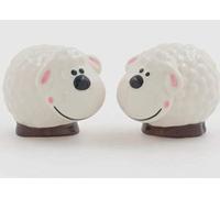 Pair of Sheep Salt & Pepper Shakers - Fun Ceramic Tableware Cruet Set - White and Black - 8 cm
