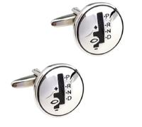 PAIR of SILVER AUTOMATIC GEAR BOX STICK CUFFLINKS GEARS LEVER SHIFT KNOB AUTO