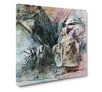 Pair of Sleeping Hippos Canvas Print | Gallery Wrapped 30mm Frame Wall Art | 14x14 inches | Ready to Hang | Abstract Picture | Living Room Bedroom Lounge Office