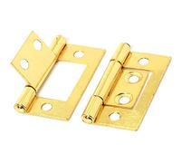 Pair of Small 40mm Brass Flush Hinges - 1.5" Cupboard/Cabinet/Unit Fittings