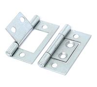 Pair of Small 40mm Zinc Flush Hinges - 1.5" Cupboard/Cabinet/Unit Fittings