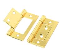 Pair of Small Brass 50mm/2" Flush Hinges - Wardrobe/Cabinet/Cupboard/Door Hinges
