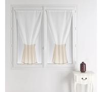 Pair of Small Two-Tone Muslin Curtains - Linen Net Curtains - 60 x 120 cm - Ready to Hang - Machine Washable - Oeko-Tex Label