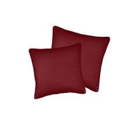 Pair of Soft Velvet Double Sided Zip Opening Piped Edge Cushion Covers - Cases Only Enhanced Living Red 55cm x 55cm