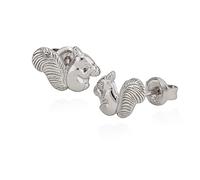 Pair of Squirrel Stud Earrings 925 Silver Tarnish-Proof 8 x 11 mm Small Earrings, Silver