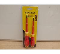 PAIR OF STANLEY VDE SCREWDRIVERS PZ2 X 100MM & 4MM X 100MM SLOTTED STHT60030-0