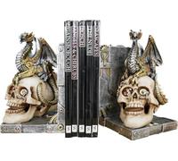 Pair of Steampunk Gothic Resin Bookends | Skulls & Dragons