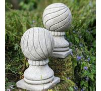 Discount Garden Statues Pair Of StoneCast Concrete Ball Pillar Finial Tops For Gateways and Entrances By DGS