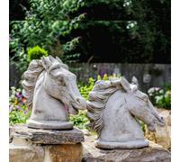 Pair Of Stone Cast Stallion Horse Heads