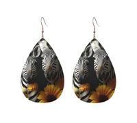 Pair Of Sunflowers And Zebra Acrylic Hoop Earrings For Women Teardrop Dangle Earrings Lightweight Fashion Jewelry Gifts Outfits Accessories For Women Ladies