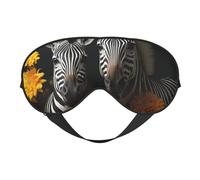 Pair of Sunflowers and Zebra Eyes Sleep Mask Adjustable Strap Sleeping Eye Mask Light Blocking Blindfold Eye Sleep Shade Cover Bedtime Blackout Eyeshade for Yoga Nap Travel