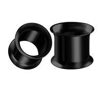 Pair of Surgical Steel 7/16 inch 11mm Black Double Flared Piercing Jewellery Stretcher Ear Ring Lobe Tunnel Plug BG0110K