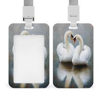 Pair of Swans ID Badge Holder Retractable Clip Card Holder Card Protector Name Badge Name Tag for Work Office Doctor Nurse