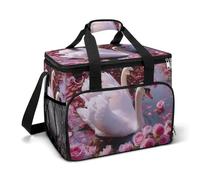 Pair of Swans in The Lake Camping Cooler Bags Insulated Beach Cooler Portable Leak Proof Camping Cooler with Shoulder Strap