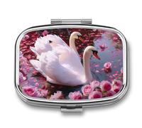 Pair of Swans in The Lake Pill Box 2 Compartment Portable Medicine Pill Case Travel Pill Organizer for Pocket Purse