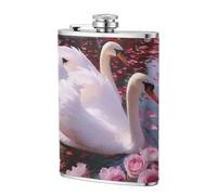 Pair of Swans in The Lake Pocket Hip Flask 8 Oz, Stainless Steel Flagons for Dad Groomsman Wedding Travel Camping