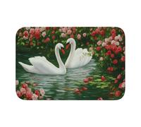 Pair Of Swans In The Lake Rose Door Mats,Non-Slip Doormat For Outside Indoor Entry Farmhouse Home Rugs,40x60cm