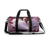Pair of Swans in The Lake Travel Gym Bag for Women Men Cylindrical Duffle Bag Sport Workout Bag with Shoulder Strap